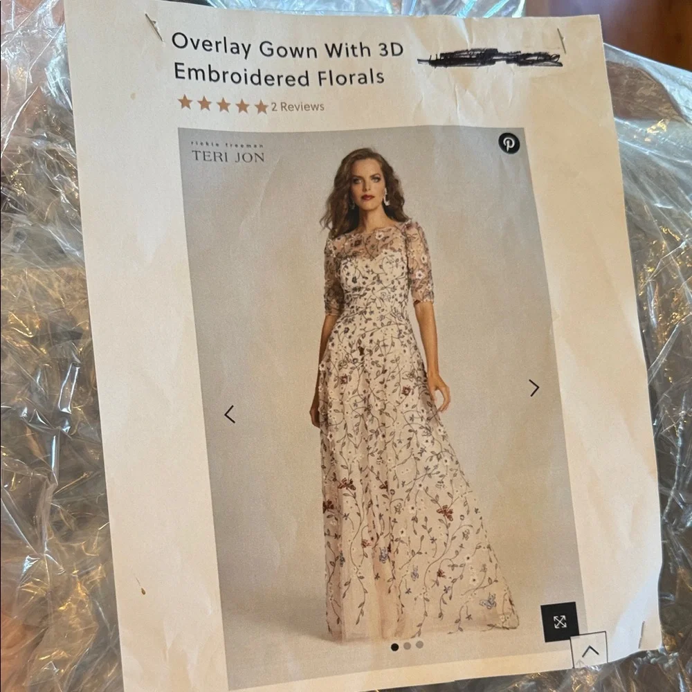 Floral Embroidered Dress By Rickie Freeman Teri Jon - Picture 3 of 10